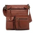 Scarleton Multi Pocket Crossbody Bag for Women, Shoulder Bag, Ultra Soft Washed Vegan Leather Shoulder Purse, H183304 - Brown