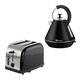SQ Professional Matching Kitchen Set of Two Items: Kettle and Toaster in Black, Red or Silver (Black)