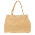 Girly Handbags Womens Expandable Italian Suede Leather Shoulder Bag - Taupe