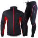 NUCKILY Men's Waterproof Cycling Suit Thermal Fleece Windproof Winter Cycling Sports Jacket Bike Jersey Paded Pants Trousers Riding