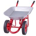 Bigjigs Toys Kids Wheelbarrow - Robust Silver & Red Wheel Barrow with Easy Grip Handles, Top Gardening Gifts for Children, Quality Garden Toys