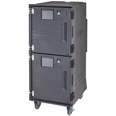 Cambro Hot Box | PCUHC2615 Pro Cart Ultra® Charcoal Gray Electric 2 Compartment Pan Carrier, Hot Top and Cold Bottom Compartments - 220V (International Use Only)