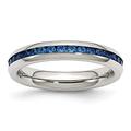 Stainless Steel Polished 4mm September Blue CZ Cubic Zirconia Simulated Diamond Ring Size L 1/2 Jewelry Gifts for Women