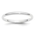 Platinum Solid Polished Half Round Engravable 2mm Half Round Wedding Band Ring Size L 1/2 Jewelry Gifts for Women