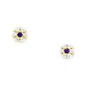 14ct Yellow Gold February Purple CZ Small Flower Screw Back Earrings Measures 4x4mm Jewelry Gifts for Women