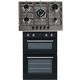 SIA Built In Double Electric Fan Oven & Stainless Steel 70cm 5 Burner Gas Hob