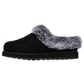 Skechers Women's Keepsakes - Ice Angel slipper, Black Cable Knit Sweater Faux Fur Trim, 7 UK