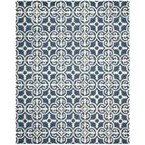 Blue/Navy 48 x 0.5 in Area Rug - Bungalow Rose Geometric Handmade Tufted Wool Navy Blue/Ivory Area Rug Wool | 48 W x 0.5 D in | Wayfair