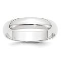Platinum Solid Polished Half Round Engravable Lightweight 5mm Half Round Featherweight Band Ring Size R 1/2 Jewelry Gifts for Women