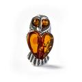 HENRYKA Owl Brooch Sterlilng Silver Baltic Amber, Owl Pin, Women's Bird Brooch, Statement Brooch, Silver Brooch, Boho Jewellery