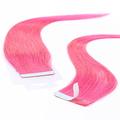 hair2heart Premium 10 x 2.5g REMY Tape In Echthaar Extensions, 60cm - glatt - #pink
