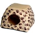 dobar 60170 Multi-Liegeplatz, Liegebett plus Kuschelhöhle in einem (ausfaltbar) für Katzen und kleine Hunde, 40 x 40 x 30 cm, beige