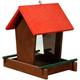 dobar 91108FSCe Futterspender Vogelhaus aus Holz für Wildvögel, 16 x 20 x 21 cm, rot/braun/grün