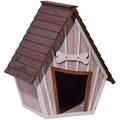 dobar 55012 Hundehütte ,XL Outdoor Hundehaus für große Hunde , Platz für ein Hundebett , Hundehöhle mit Spitzdach , 90x77x109 cm , 14kg Holzhütte , entfernbarer Boden | Farbe: braun/grau