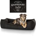 Knuffelwuff 13968-002 Hundebett Liam mit Vintage Aufdruck, M-L, 85 x 63 cm, schwarz