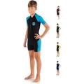 Cressi Little Shark Jr Shorty 2mm - Kurzarm Neoprenanzug für Kinder,Schwarz/Blau, 11/12 Jahre