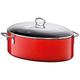 Silit Energy Red oval Bräter, mit Glasdeckel 36 x 25,5 x 20 cm, Silargan Funktionskeramik, induktionsgeeignet, rot, 8,1 l