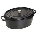 Staub 1102725 Cocotte/Bräter, oval mit Deckel 27 cm, 3,2 L, mit mattschwarzer Emaillierung im Inneren des Topfes, schwarz