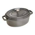 Staub 1102318 Cocotte/Bräter, oval mit Deckel 23 cm, 2,35 L, mit mattschwarzer Emaillierung im Inneren des Topfes, graphitgrau