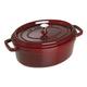 Staub 1102987 Cocotte/Bräter, oval mit Deckel 29 cm, 4,25 L, mit mattschwarzer Emaillierung im Inneren des Topfes, grenadine