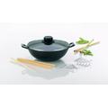 Kela 77747 Wok mit Deckel, Dünstrost, Stäbchen, Gusseisen, 24 cm Durchmesser, Induktionsgeeigent, Wok-Set Mini