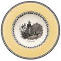 Villeroy & Boch Audun Chasse Suppenteller, 24 cm, Premium Porzellan, Weiß/Grau/Gelb