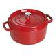 Staub 1102206 Cocotte/Bräter, rund mit Deckel 22 cm, 2,6 L, mit mattschwarzer Emaillierung im Inneren des Topfes, kirsche