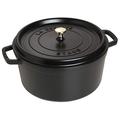 Staub 40509-863-0 Cocotte/Bräter, rund mit Deckel 30 cm, 8,35 L, mit mattschwarzer Emaillierung im Inneren des Topfes, schwarz