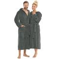 CelinaTex Bademantel mit Kapuze für Damen und Herren, Saunamantel weich und flauschig, Coral-Fleece Morgenmantel Florida S platin grau 0001285