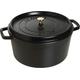 Staub 40510-307-0 Cocotte/Bräter, rund mit Deckel 34 cm, 12,6 L, mit mattschwarzer Emaillierung im Inneren des Topfes, schwarz