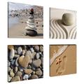 Visario Leinwandbilder 6902 Bilder 4-er Set auf Leinwand Spa Sand, 4 x 20 x 20 cm