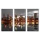 ASPECT 30 x 60 x 1,8 cm N.Y. Bei Nacht Canvas City Prints Bild, Set von 3