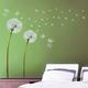 Walplus Wandtattoo, Motiv Pusteblumen mit fliegenden Samen, selbstklebend, durchsichtige Ecken, Grün/Weiß