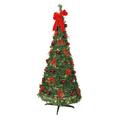 Best Season Dekorierter LED-Tannenbaum, beleuchtet circa 190 x 80 cm mit 80 warmwhite LED mit 8 Funktionen, zusammenfaltbar, rote Dekoration Vierfarb-Karton 603-90