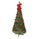 Best Season Dekorierter LED-Tannenbaum, beleuchtet circa 190 x 80 cm mit 80 warmwhite LED mit 8 Funktionen, zusammenfaltbar, rote Dekoration Vierfarb-Karton 603-90