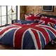 Rock N Roll Funky Union Jack British UK Blau Rot Weiß King Größe Bettbezug Bettwäsche-Set, Blau