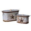 Your Heart's Delight Embossed Star Nested Canisters with Lid Set, 14-1/4 by 8 by 7-1/4-Inch, Set of 2