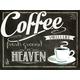 Red Hot Lemon 300 x 400 mm Tinplate/Metal "Coffee Heaven" Wall Sign, Black