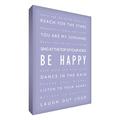 Feel Good Art 16 x 12 Zoll A3 Be Happy modernes typographisches Thick Box Leinwandbild, Lilac, 30 x 20 cm