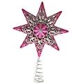 WeRChristmas Weihnachtsbaum-Stern, 21 cm, bruchsicherer Kunststoff, Glitzer-Effekt, Hot Pink