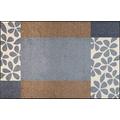 wash+dry Doormat with Florita Grey Design (Can be Washed), Polyester, grey, 75 x 190 cm