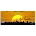 Dsign24 EG312500878 HD Echt-Glas Bild, City Skyline Stuttgart Sonne Wandbild Druck auf Glas, XXL, 125 x 50 cm, gelb