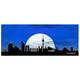 Dsign24 EG312500787 HD Echt-Glas Bild, City Skyline Düsseldorf Mond Wandbild Druck auf Glas, XXL, 125 x 50 cm, blau