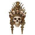 Design Toscano CL6817 Wandmaske Totenkopf Balinesischer Gott des Jenseits, Harz, gold, 5 x 19 x 35,5 cm