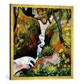 Gerahmtes Bild von August Macke "Waldbach", Kunstdruck im hochwertigen handgefertigten Bilder-Rahmen, 70x70 cm, Gold raya