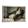 Gerahmtes Bild von Arnold Böcklin "Trauer der Maria Magdalena an der Leiche Christi", Kunstdruck im hochwertigen handgefertigten Bilder-Rahmen, 100x50 cm, Silber raya