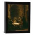 Gerahmtes Bild von Harmensz Van Rijn Rembrandt Christus und die Jünger von Emmaus, Kunstdruck im Hochwertigen handgefertigten Bilder-Rahmen, 30x30 cm, Schwarz Matt