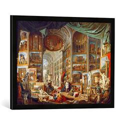 Gerahmtes Bild von Giovanni Paolo Pannini or Panini Galerie der Ansichten des antiken Rom, Kunstdruck im hochwertigen handgefertigten Bilder-Rahmen, 70x50 cm, Schwarz matt