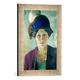 Gerahmtes Bild von August Macke Frau des Künstlers mit Hut, Kunstdruck im hochwertigen handgefertigten Bilder-Rahmen, 30x40 cm, Silber raya