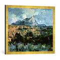 Gerahmtes Bild von Paul Cézanne Montagne Sainte-Victoire, 1904-06", Kunstdruck im hochwertigen handgefertigten Bilder-Rahmen, 70x50 cm, Gold raya
